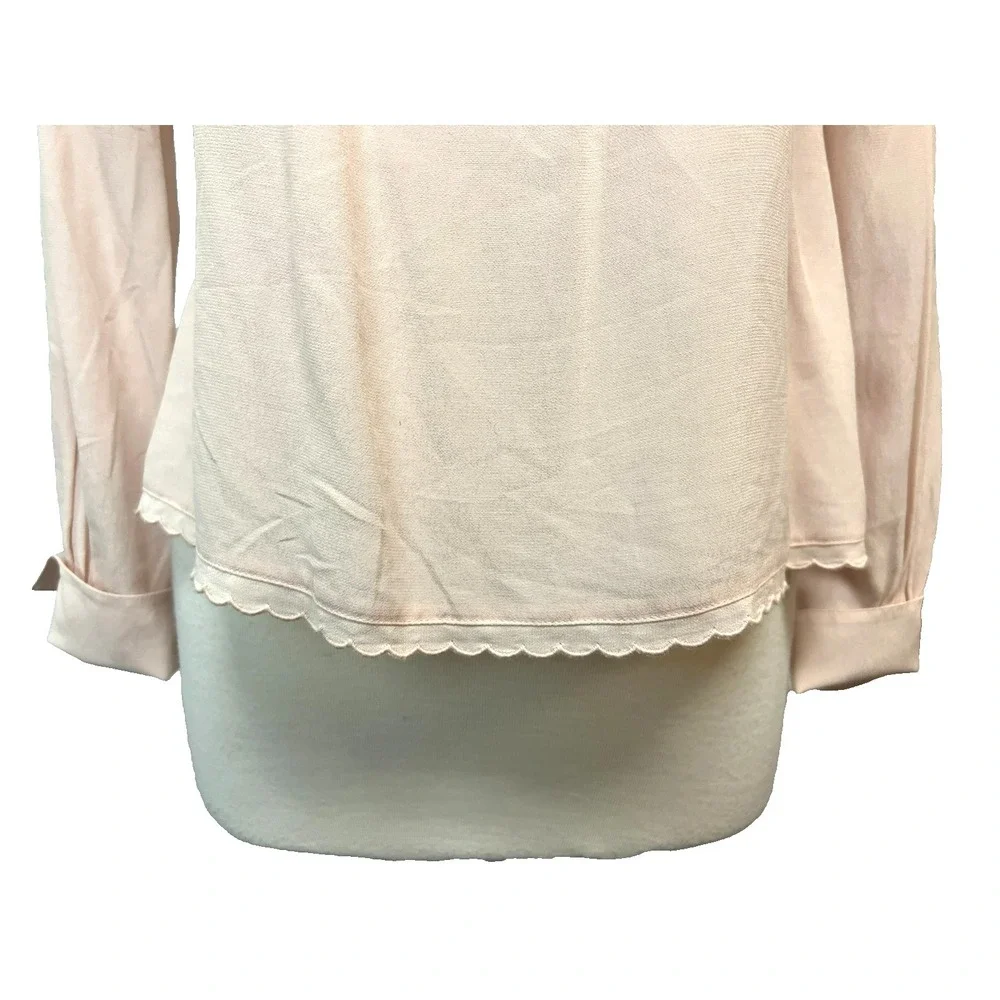 NWT See by Chloe Pullover Blouse Smoky Pink Embroidered Yokes Long Sleeve SZ 36